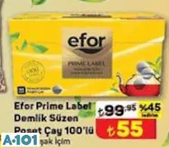 EFOR PRİME LABEL DEMLİK SÜZEN POŞET ÇAY 100'LÜ EFOR PRİME LABEL DEMLİK SÜZEN POŞET ÇAY 100'LÜ